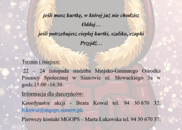 TWOJA KURTKA MOŻE OGRZAĆ INNEGO CZŁOWIEKA